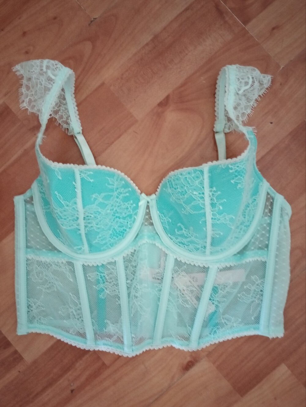 New Victoria's Secret Dream Angels Mint Lace Longline Underwire Bra